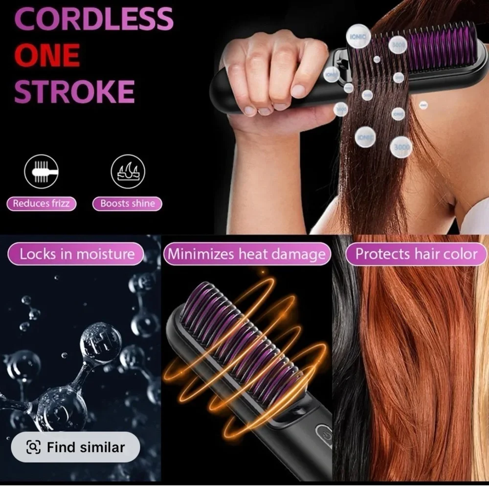 Anyask Cordless Portable Hair Straightener Black Travel Lightweight Chargeable